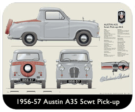 Austin A35 5cwt Pick-up 1956-57 Place Mat, Small